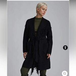Black Fringe Cardigan Coat